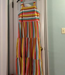 J. Crew Rainbow Stripe Maxi Dress.